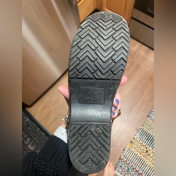 Dansko Madrigal clog! Brown suede & leather with classic rocker, comfort heel. - Picture 2 of 7